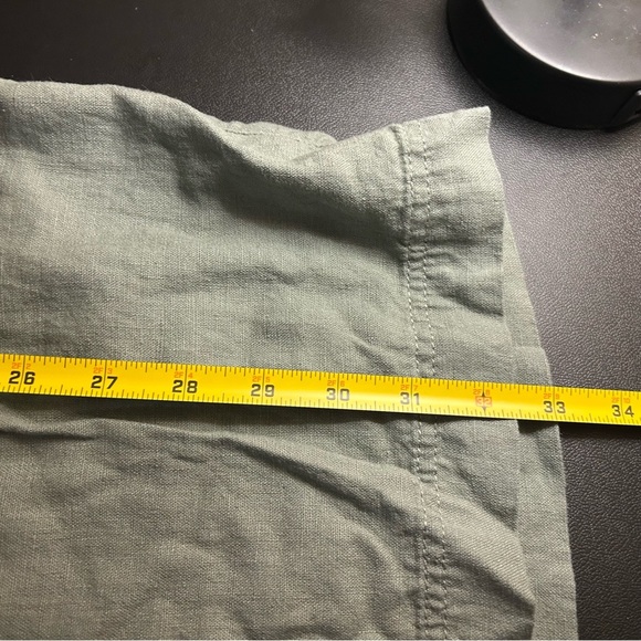 Cato Olive Green Linen Drawstring Cropped Pants Size 22/24W Utility Wide Leg - Picture 3 of 14